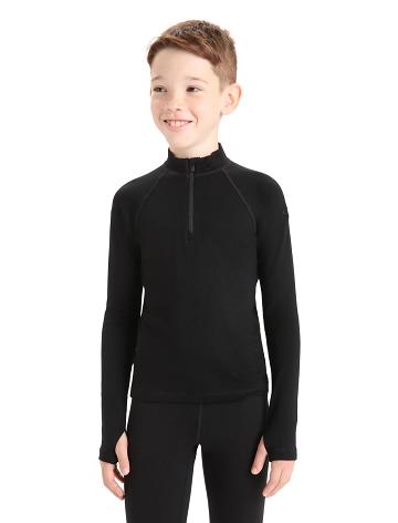 Black Kids' Icebreaker Merino 260 Tech Half Zip Thermal Top Long Sleeve | USA 1941FDNM